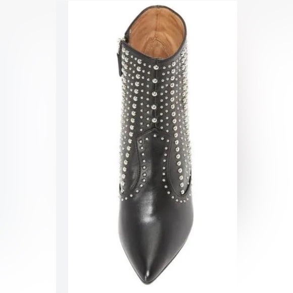 IRO Ankle Boots Black Leather Womens Sz 38 7.5 Pointed Toe Studded Booties Moto - Picture 4 of 16